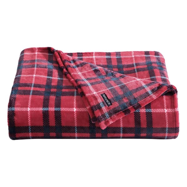 Nautica Winter Tattersall Plush-Fleece Reversible Blanket - image 