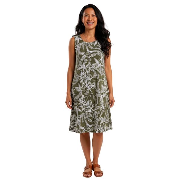 Womens Nina Leonard Sleeveless Floral Leaf Shift Dress