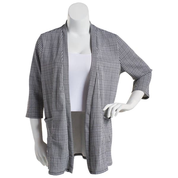 Plus Size NY Collection Long Sleeve Plaid Cardigan w/Pockets - image 