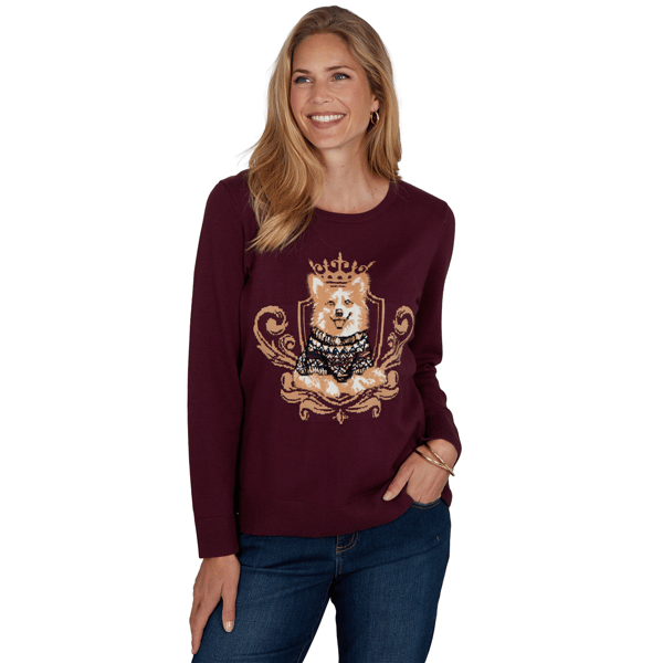 Petite Ruby Rd. English Countryside Queen Corgi Dog Sweater - image 