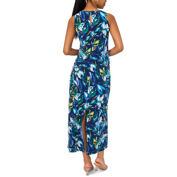 Womens MSK Sleeveless Floral Leaf Keyhole Back Midi Dress
