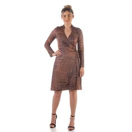 Womens 24/7 Comfort Apparel Long Sleeve Knee Length Wrap Dress