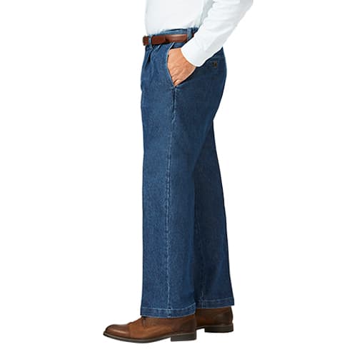 Haggar Men's Big & Tall Classic Fit Pleat Front Denim Pants