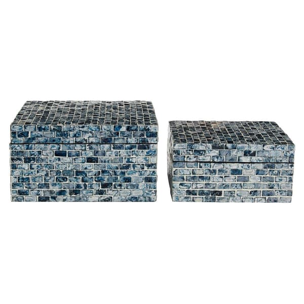 9th & Pike&#174; Blue Shell Mosaic Wood Storage Boxes - Set of 2