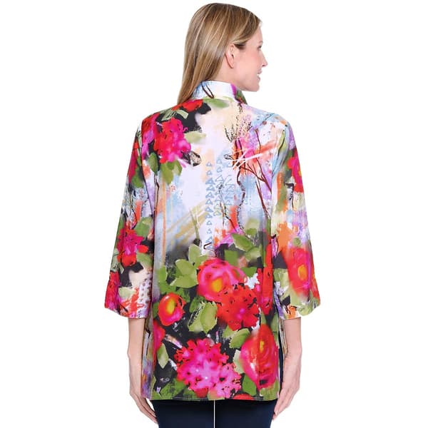 Womens Ali Miles 3/4 Sleeve Button Front Floral Blouse