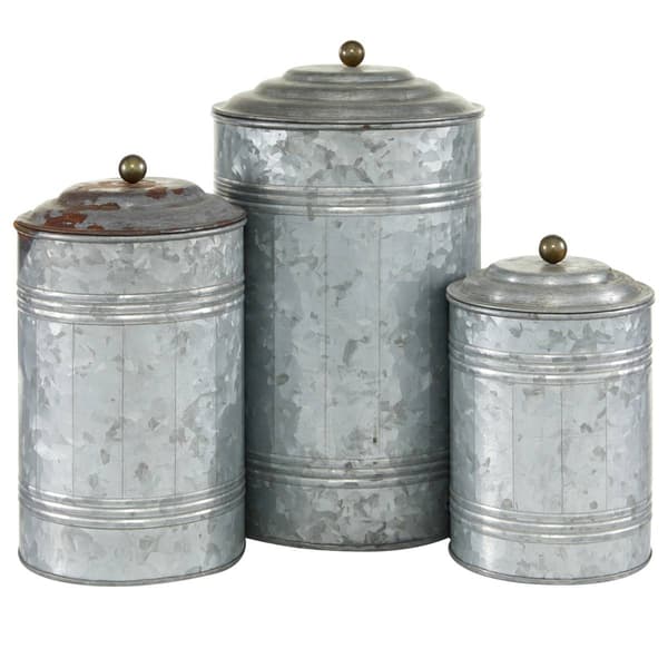 9th & Pike&#174; Silver Galvanized Metal Storage Jars - Set of 3