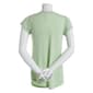 Juniors Poof! Short Sleeve Marled Crew Neck Top-Green/Eggwhite - image 2