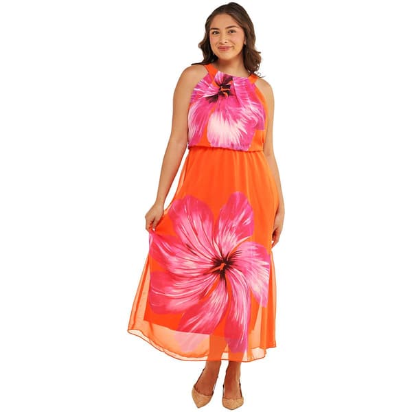 Womens Robbie Bee Sleeveless Print Chiffon Maxi Dress - image 