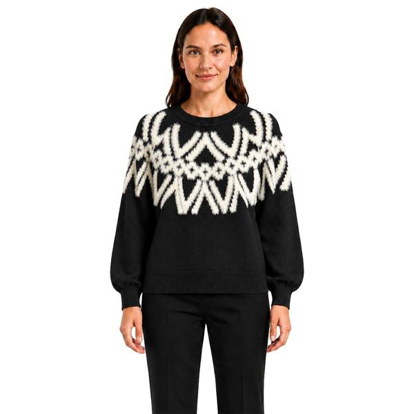 Womens Zac & Rachel Long Puff Sleeve Fair Isle Sweater - image 
