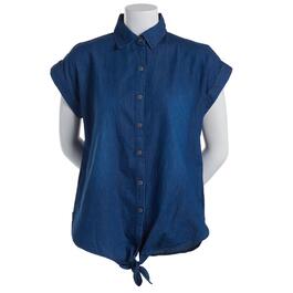 Womens New Direction Causal Button Down Tie front Top