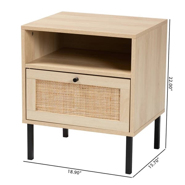 Baxton Studio Caterina Natural Brown Wood 1-Door Nightstand