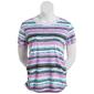 Plus Size Shenanigans Short Sleeve Crew Neck Abstract Stripe Top - image 1