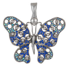 Wearable Art Open Works Blue Crystal Butterfly Enhancer Pendant