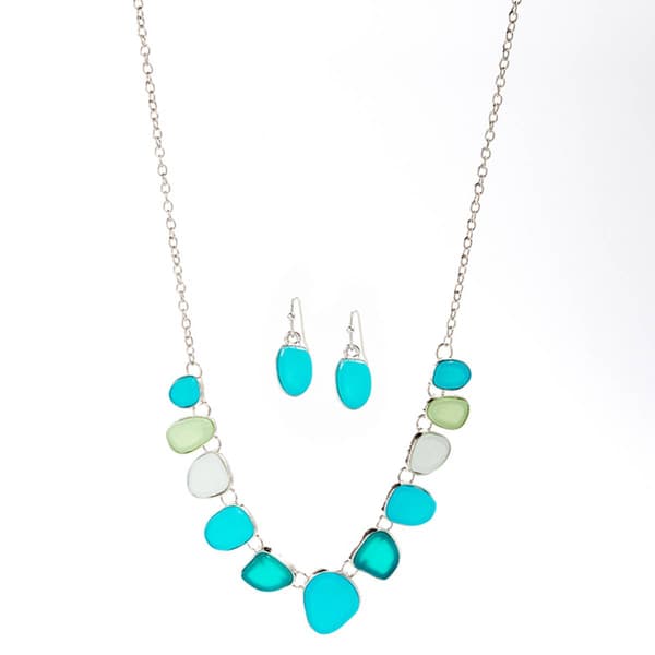Ashley Cooper(tm) Tonal Green Rock Necklace & Earring Set - image 