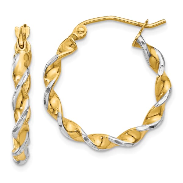 Gold Classics(tm) 20mm Two-Tone Twist Hoop Earrings - image 