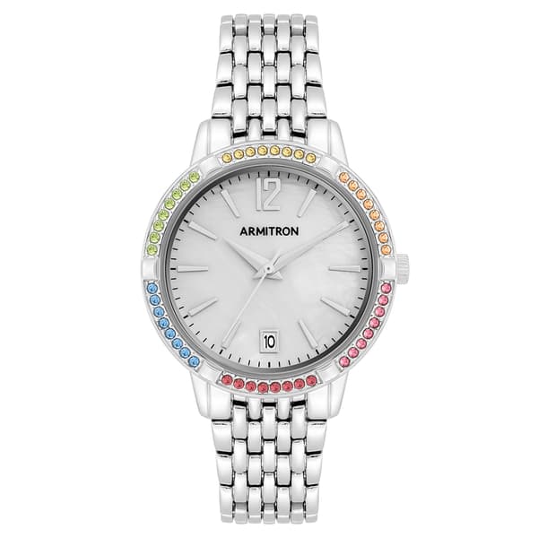 Womens Armitron Silver-Tone Mother of Pearl Watch - 75-5887MPSR - image 