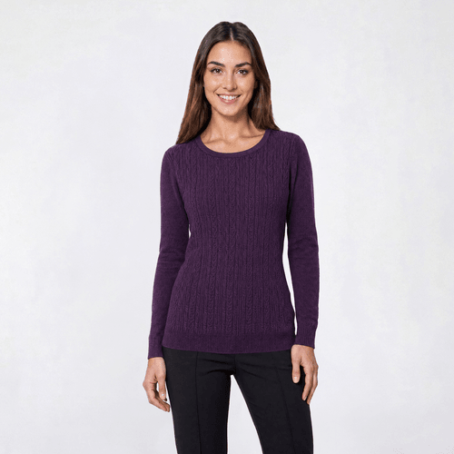 Petite Napa Valley Long Sleeve Cable Knit Front Sweater