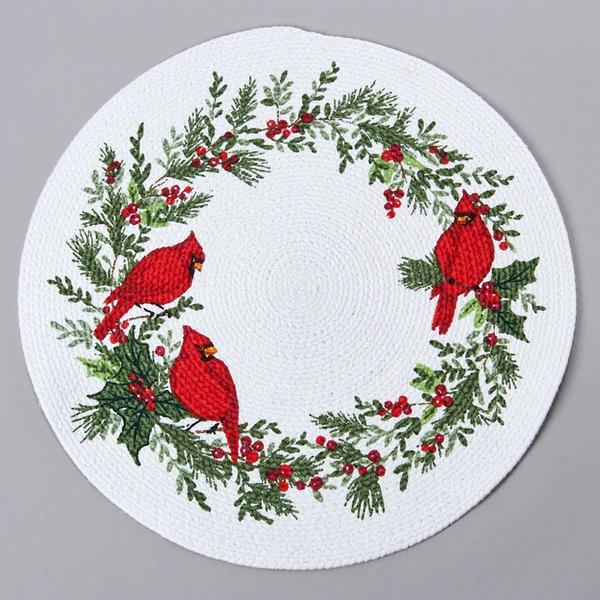 Kay Dee Winter Cardinal Braided Placemat - image 