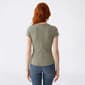 Juniors Pink Rose Short Sleeve Mineral Wash Rib Henley Top - image 1