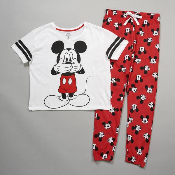 Juniors MJC Short Sleeve Mickey Head Toss Jogger Pajama Set - image 