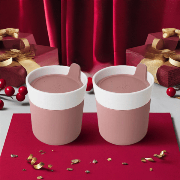 BergHOFF Leo 8.4oz. Porcelain Pink Travel Mug - Set of 2