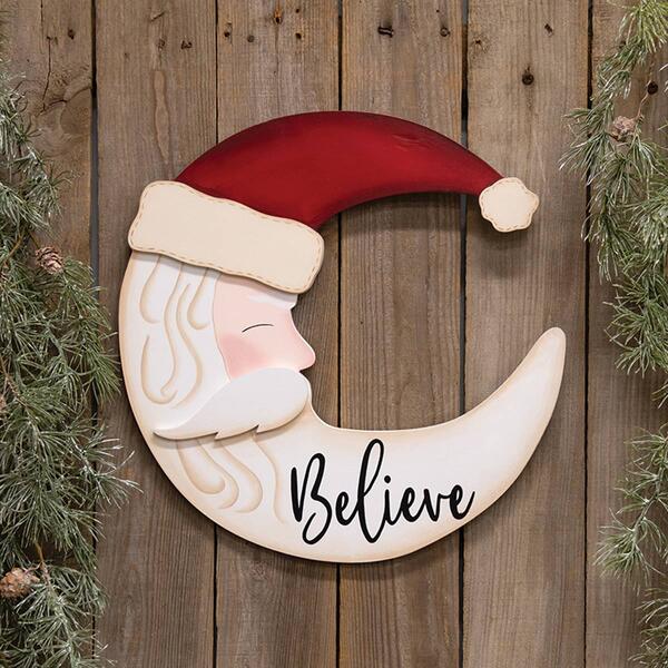 The Heartshside Collection Believe Santa Moon Wall Hanger - image 