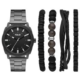 Mens Folio Black Dial Watch & Bracelet Set - FMDFL6087
