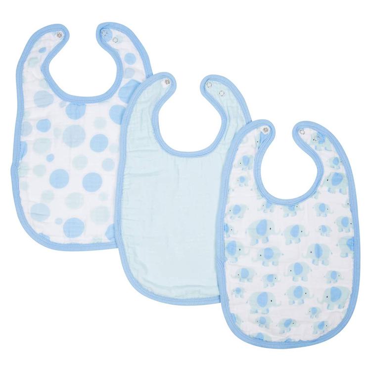 Baby Boy MiracleWare(R) 3-Pack Blue Muslin Adjustable Bib