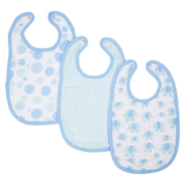 Baby Boy MiracleWare&#40;R&#41; 3-Pack Blue Muslin Adjustable Bib - image 