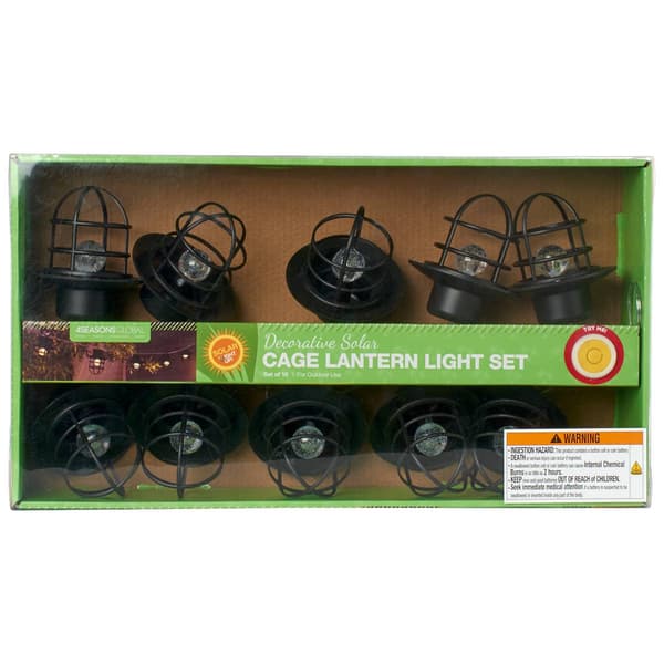 10 Light Plastic Solar Black Lantern String Lights - image 