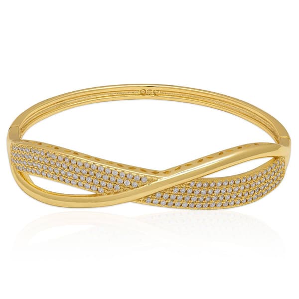 14kt. Gold Plated CZ Infinity Bangle Bracelet - image 
