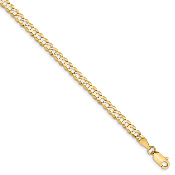 Mens Gold Classics&#40;tm&#41; 3.7mm. Solid Polished Light Cuban Bracelet - image 