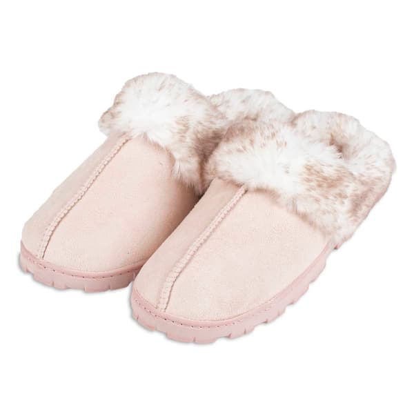 Womens Jessica Simpson Microsuede Clog Tip Fur Slippers