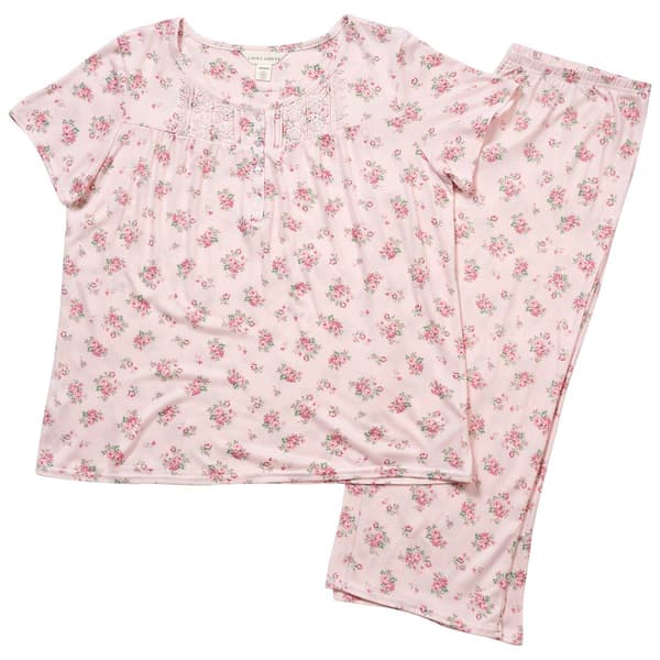 Womens Laura Ashley® Vintage Bouquets Lace Capri Pajama Set