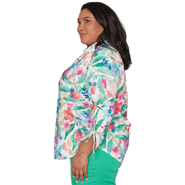 Plus Size Alfred Dunner Resort Living Tie Sleeve Floral Blouse