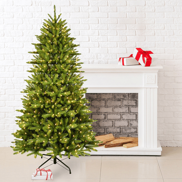 Santa''s Workshop 7ft. Pre-Lit UL Lights Green PVC Tree