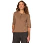 Womens Democracy Elbow Roll Cuff Sleeve 1/4 Button Blouse - image 1