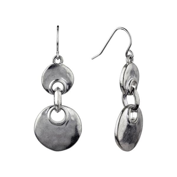 Roman Bella Uno Silver-Tone Double Drop Earrings - image 