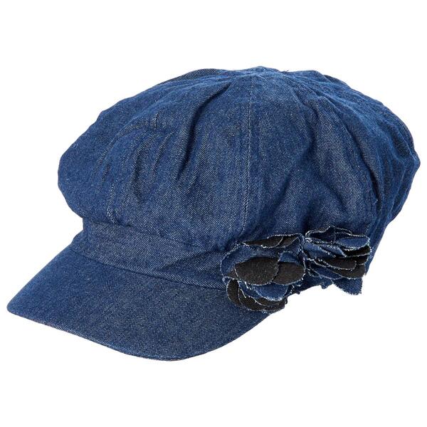 Womens Madd Hatter Denim Flower Denim Cabbie - image 