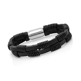 Mens Black Leather Braided Bracelet