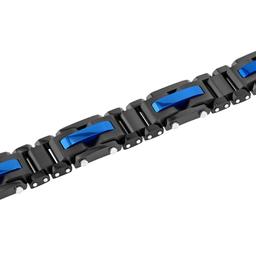 Mens Gentlemen's Classics™ Black & Blue Ion Plated Link Bracelet