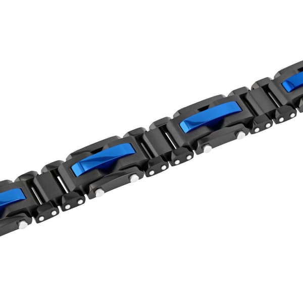 Mens Gentlemen's Classics&#8482; Black & Blue Ion Plated Link Bracelet