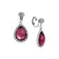 1928 Silver-Tone Purple Teardrop Clip Earrings - image 1