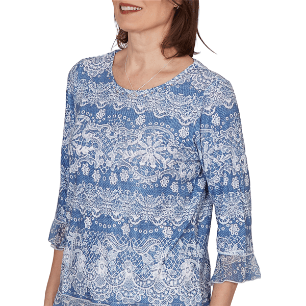 Petite Alfred Dunner Camden Market Embroidered Lace Blouse