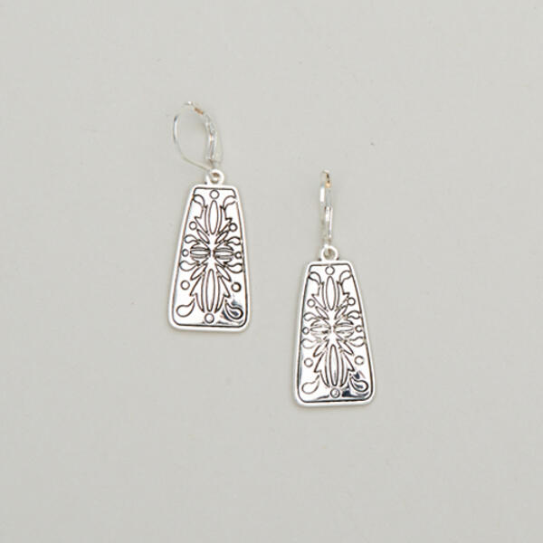 Napier Silver-Tone Filigree Rectangle Drop Earrings - image 