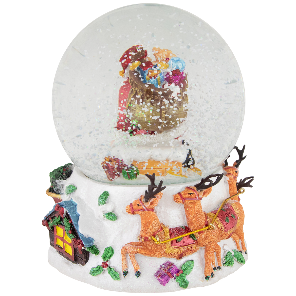Northlight Santa Delivering Gifts Musical Christmas Snow Globe