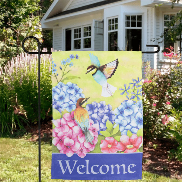 Northlight Welcome Floral Hummingbird Outdoor Garden Flag