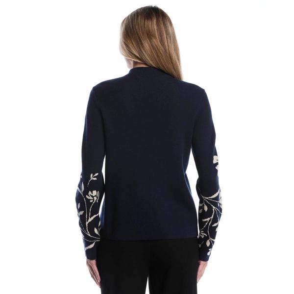 Womens Rafaella® Long Sleeve Floral Jacquard Mock Neck Sweater