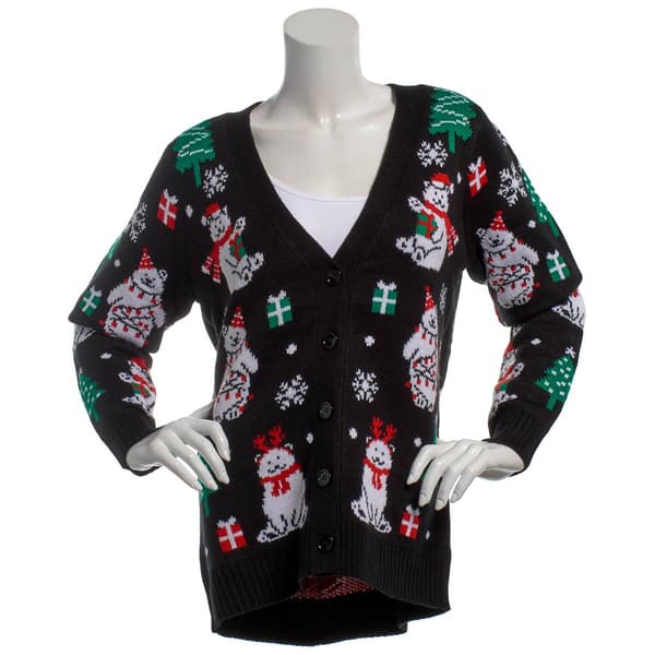 Plus Size Holiday Hype Button Front Polar Bears Cardigans
