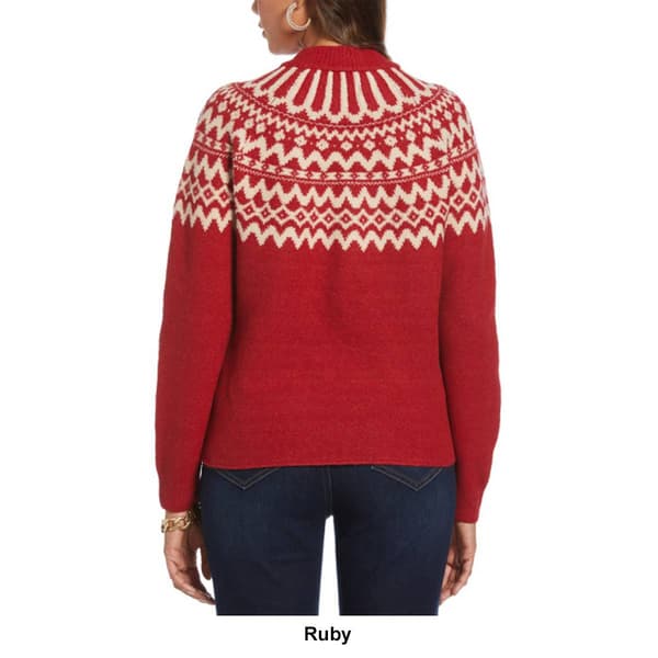 Petite Rafaella&#174; Long Sleeve Fair Isle Mock Neck Easy Sweater
